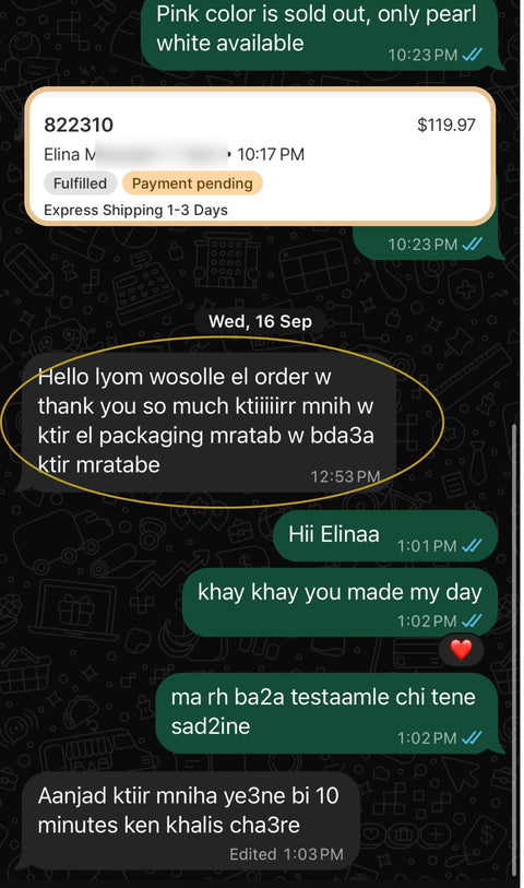 Delivered, and the first message was “thank you so much”