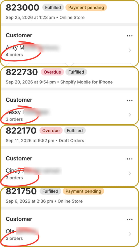 Customers keep reordering: 3 and 4 orders each